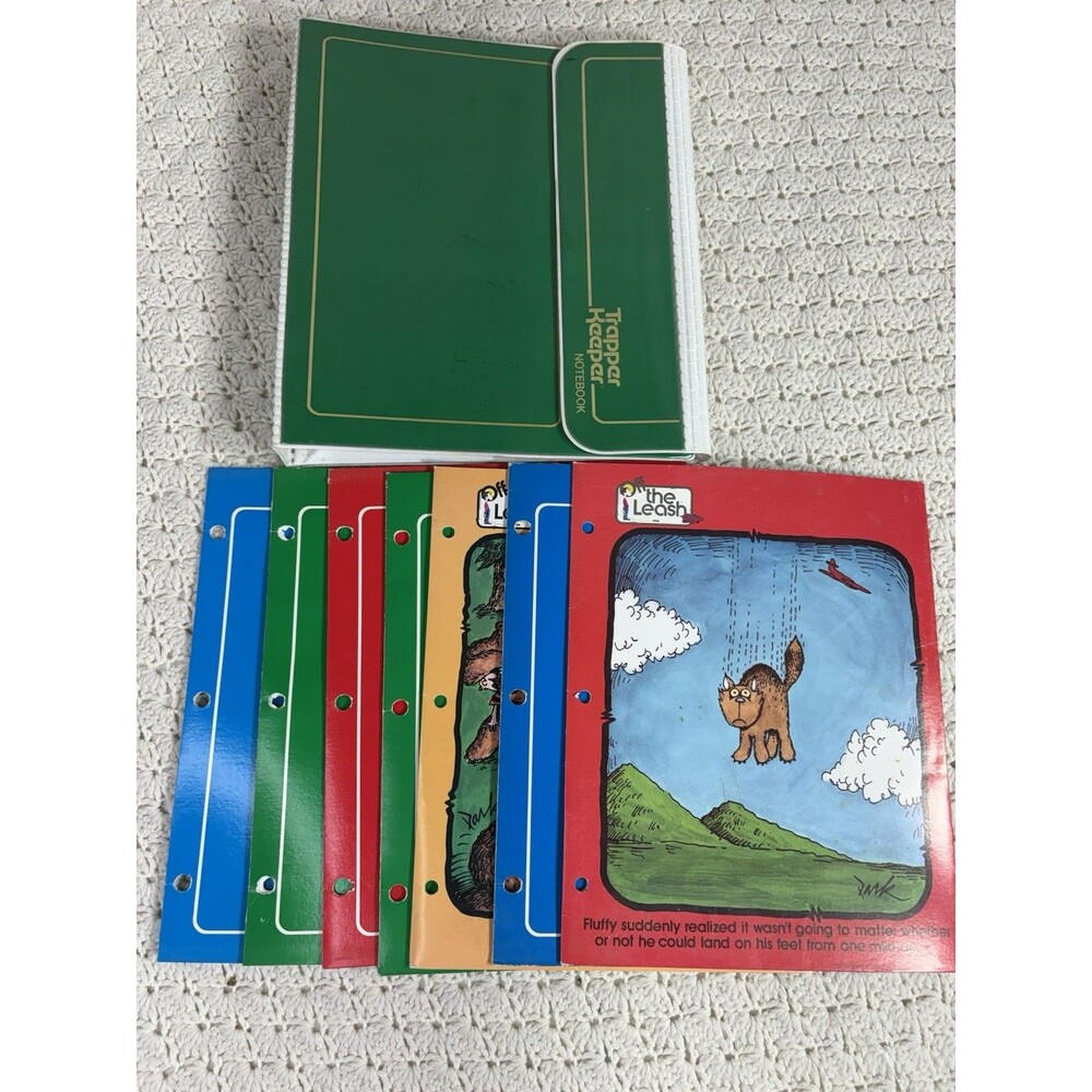 Vintage 1980's Green Mead Trapper Keeper Binder Notebook With 7 Folders and Clip